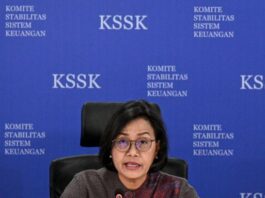 MENYAMPAIKAN: Menteri Keuangan Sri Mulyani Indrawati menyampaikan hasil rapat berkala Komite Stabilitas Sistem Keuangan (KSSK) di Kantor LPS, Jakarta, Senin (28/7/2025). (Dok. Istimewa)