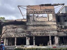 POTRET: Salah satu bangunan milik MPR RI yang terbakar habis usai aksi unjuk rasa yang berakhir ricuh di Kota Bandung, Jawa Barat, Sabtu (30/9/2025). (Dok. Istimewa)