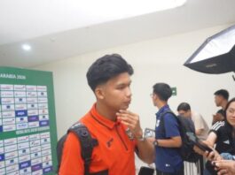 Kapten timnas U-23 Indonesia Kadek Arel saat ditemui wartawan di mixed zone Stadion Gelora Delta Sidoarjo, Rabu (3/9/2025), setelah hasil imbang 0-0 melawan Laos pada babak Kualifikasi Piala Asia U-23 2026 Grup J. (Dok. Istimewa)