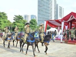 POTRET: Pasukan Komcad Berkuda saat berada di Monas, Jakarta Pusat, Rabu (1/10/2025). (Dok. Istimewa)