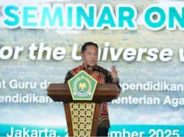 MENYAMPAIKAN: Sekretaris Jenderal Kementerian Agama Kamaruddin Amin. (Dok. Istimewa)