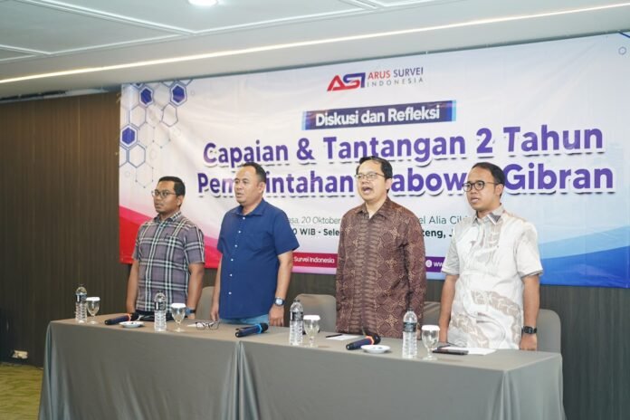 Diskusi dan refleksi bertajuk “Capaian & Tantangan 2 Tahun Pemerintahan Prabowo-Gibran” yang diselenggarakan Arus Survei Indonesia (ASI) di Hotel Alia Cikini, Jakarta pada Selasa, 20 Oktober 2026. (Dok. Istimewa)
